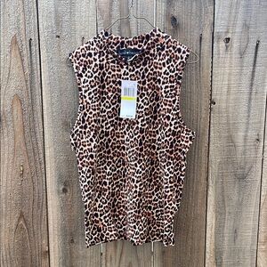 Derek 🖤 Heart Ribbed Mock Neck Cheetah Tank